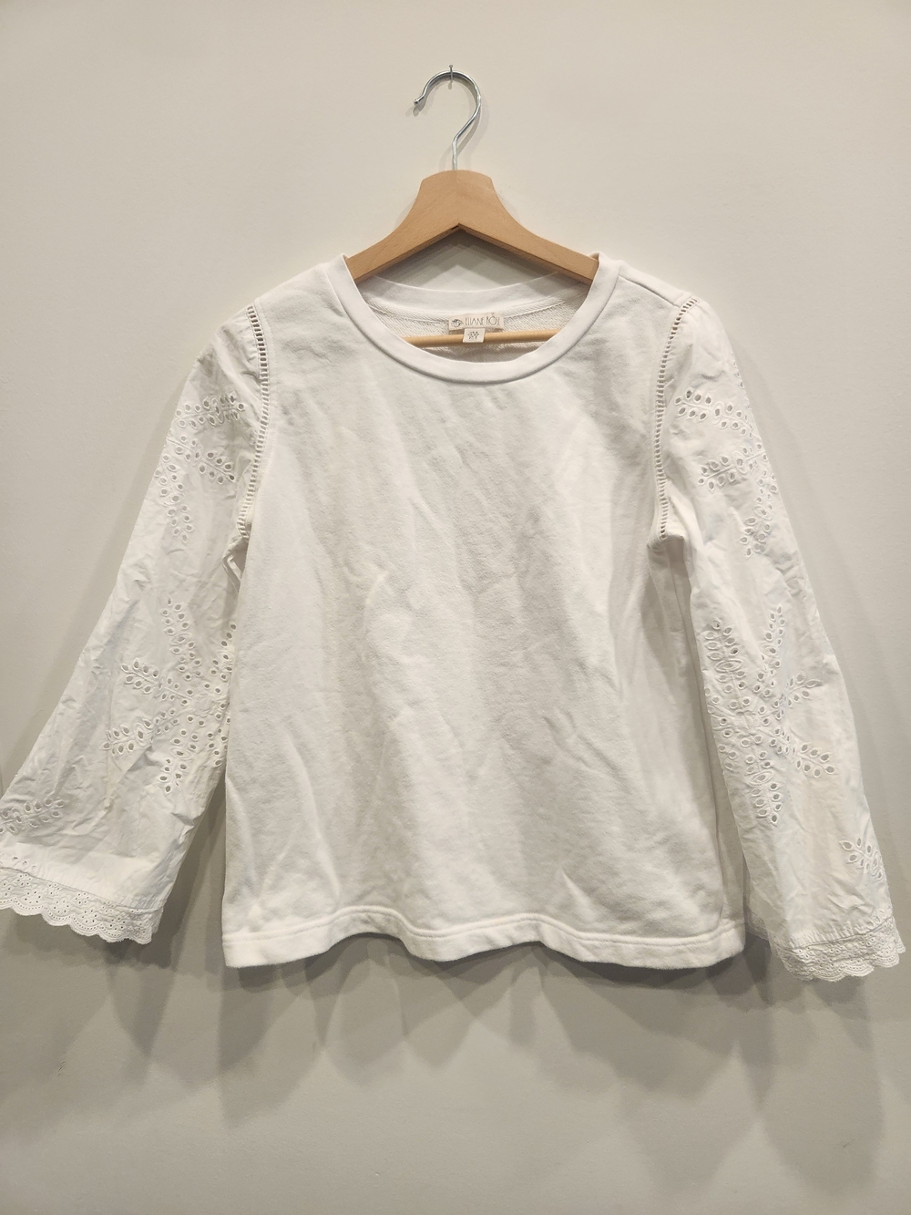 Women's White Eyelet Sleeve Top